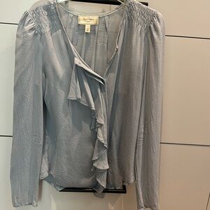 Moulinette Soeurs light blue blouse size 2 100% silk